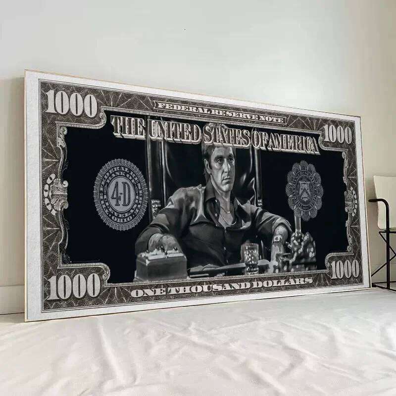 Classic Movie, Scarface Tony Montana Dollar Wall Art, HD Canvas Print Poster, Home, Living Room, Room Decor Painting 26Y0511