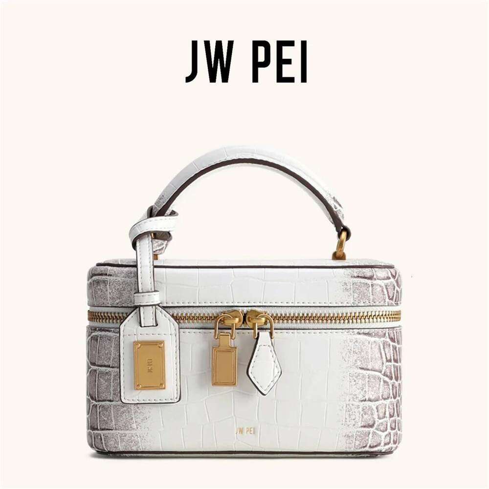 JW PEI Women Shoulder Bag Crossbody Handbag Croc Embossed Small Square Box Purse French Vintage Messenger Bags Exquisite Ladies Liksusie