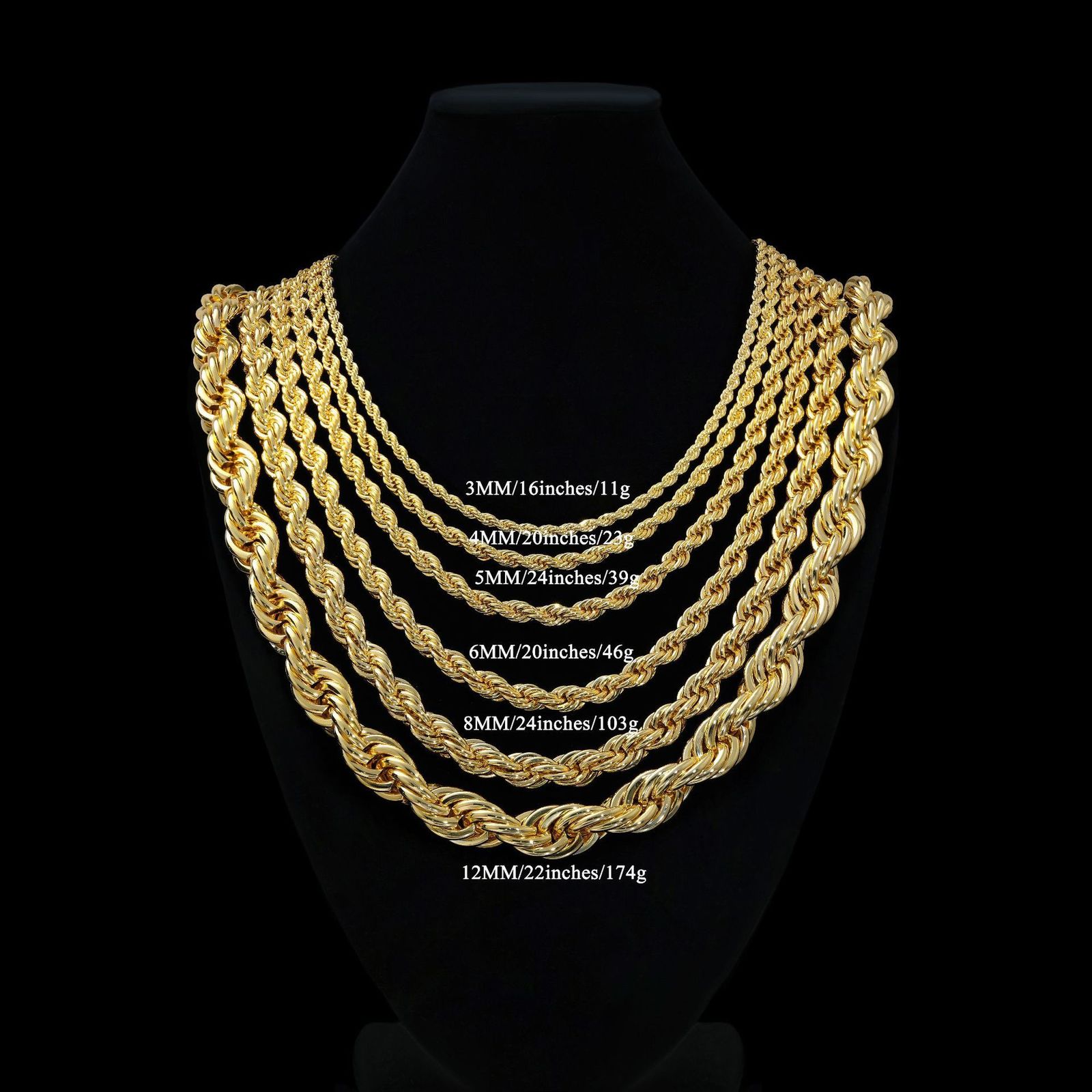 4Mm/6Mm/8Mm/Rope Chain Bracelet Pendant Necklace for Men and Women 14K Gold Plated Jewelry Wholesale 251223 - view 8