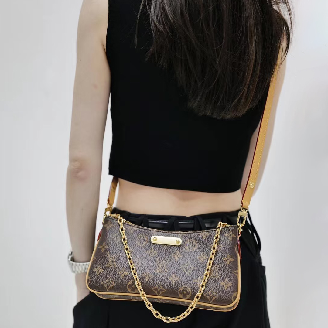 Liv Pochette Designer Bag Luxury Bag Fashion Underarm Bag High Quality Leather Shoulder Bag Embossed Crossbody Bag Ladies Handbag Old Flower Brown Letter Purse 001A