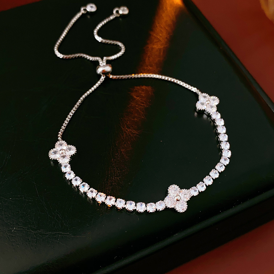 Super shiny zircon flower bracelet, exquisite fashionable style, versatile and elegant, high-end jewelry for women - view 7