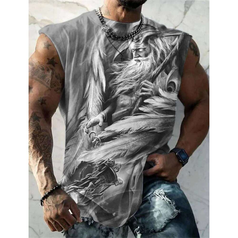 Men's Bottom Shirt Pattern Boat Rudder O Neck 3D Outdoor Street Sleeveless Printed Clothing Athletic Casual Big & Tall Tank Top - view 5
