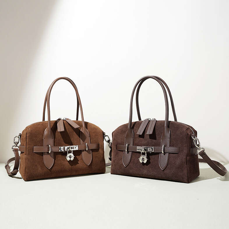 Genuine Leather Boston Autumn Winter New Suede Crossbody Bag Solid Color High Value Light Luxury End Women S Handbag SENYY