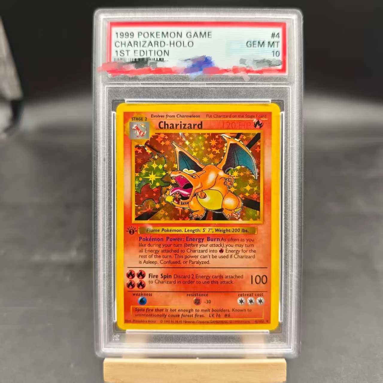DIY PTCG Rating Card 1999 1ST EDITION CHARIZARD-HOLO 4/102 Collection Card Copy 10Points Rating Card Anime Game Gift Toy L2605110JKI