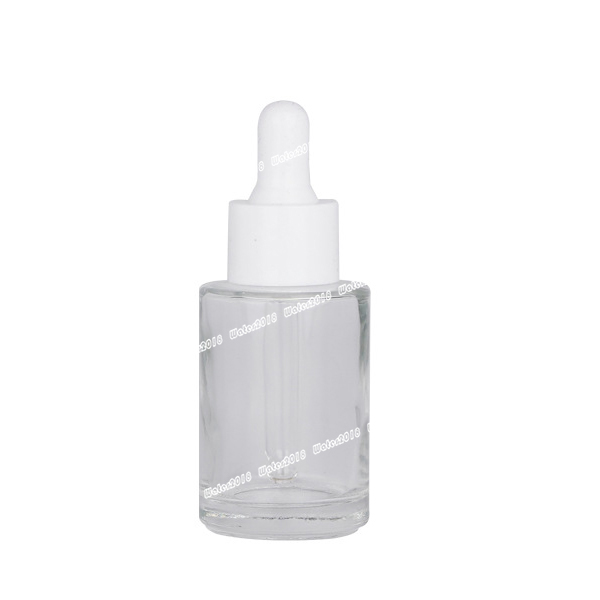 30ML Glass Bottle Flat Shoulder Frosted/Transparent/Amber Round Essential Oil Serum Bottles With Glasses Dropper Cosmetic Travel Bottlees