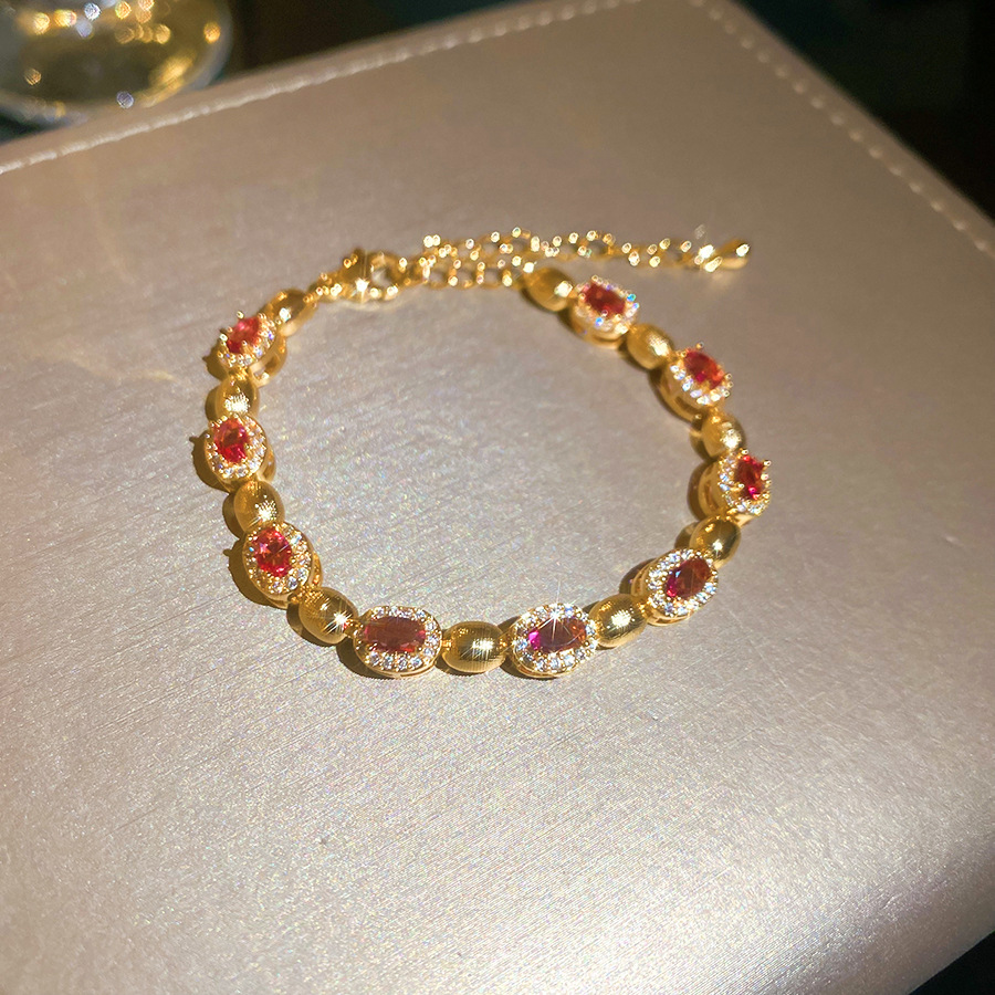 Zircon Cat's Eye Flower Bracelet Exquisite Palace Style Elegant Hand Jewelry Light Luxury Heavy Craftsmanship for Women - view 6