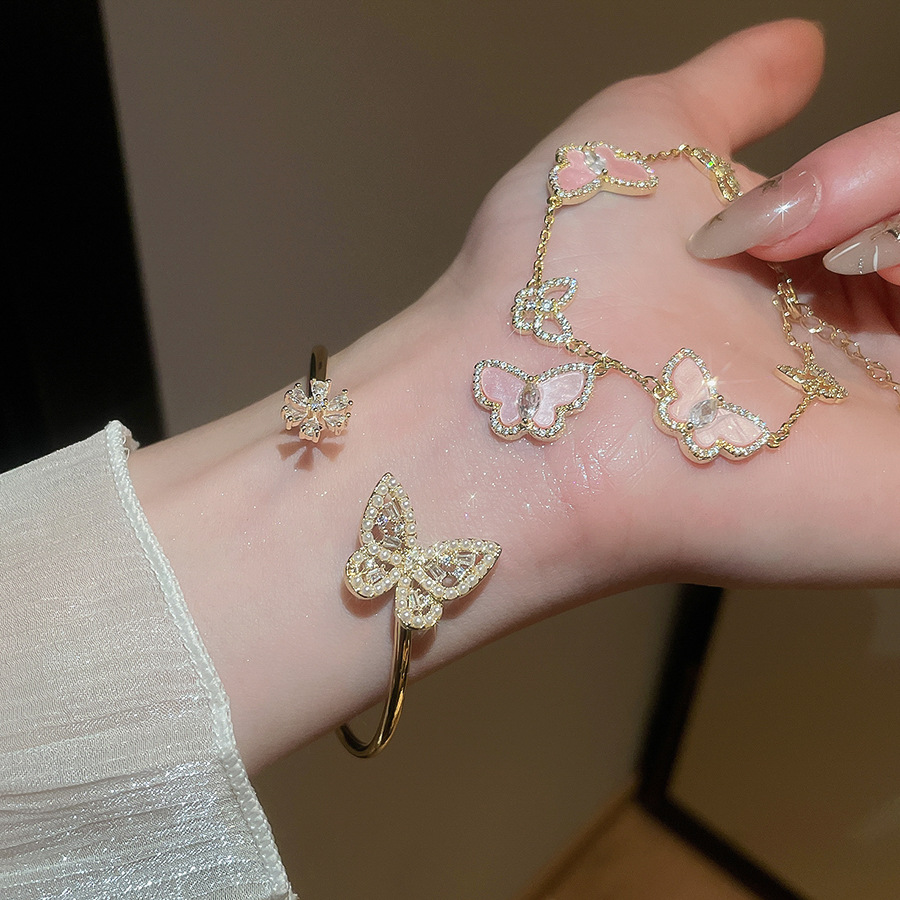 Zircon Flower Butterfly Pearl Sweet Princess Style Bracelet High-end Exquisite Women's Jewelry - view 3