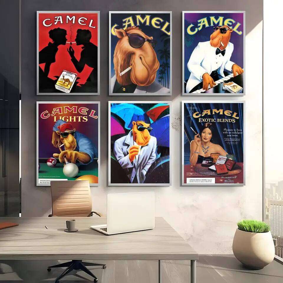 vintage camel cigarettes Painting Calligraphy Canvas Poster: Crease Free Waterproof Durable All Space Wall Decor 26Y0511
