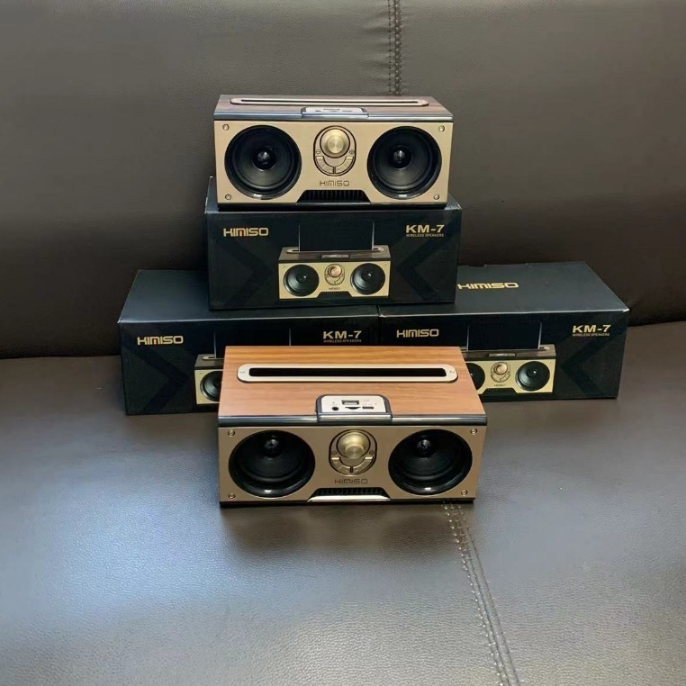 Km-7 wooden wireless Bluetooth speaker portable outdoor subwoofer radio card Bluetooth soundLJ201027