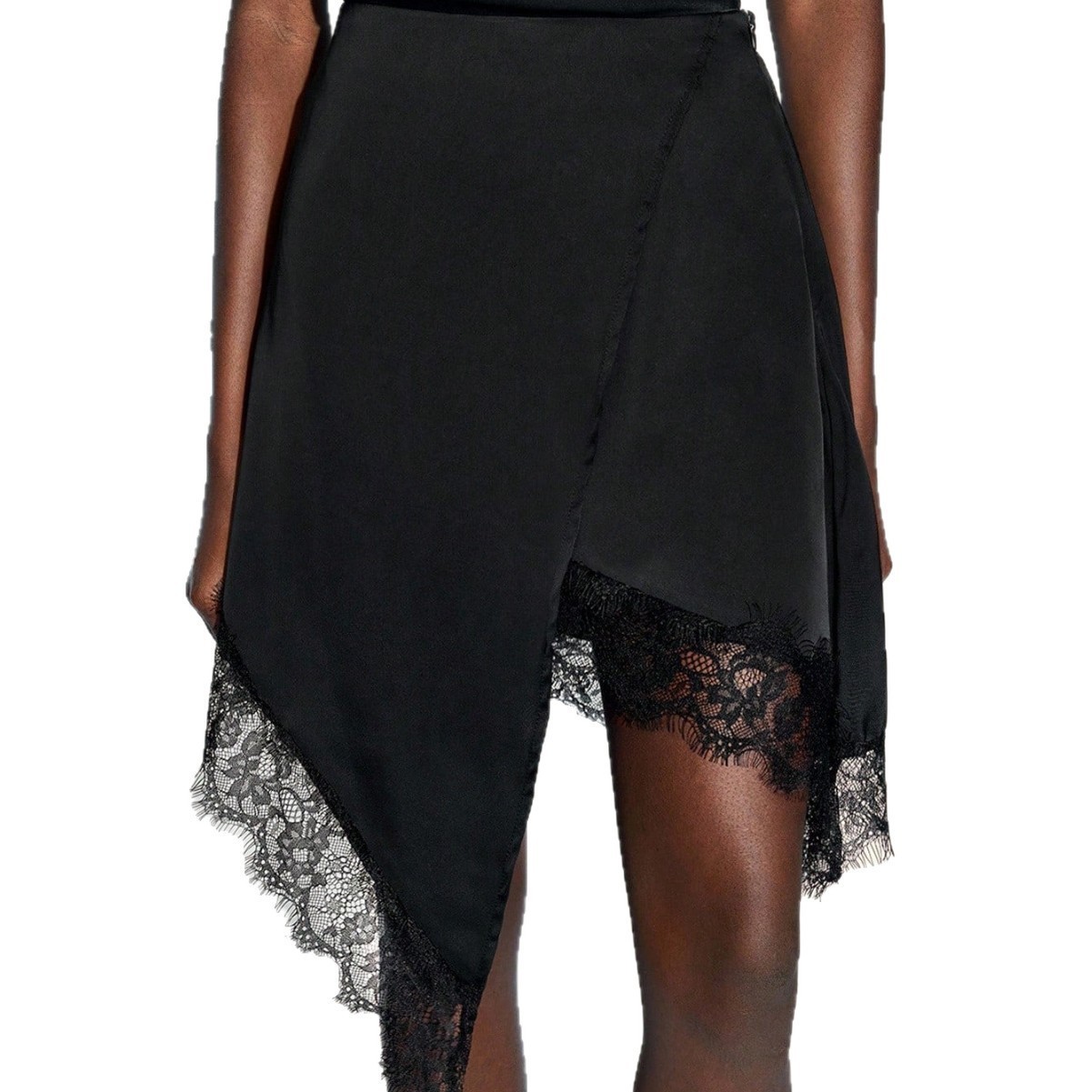 2026 Lace Patchwork Snowflake Silk Slim Fit Aline Irregular Skirt 260421