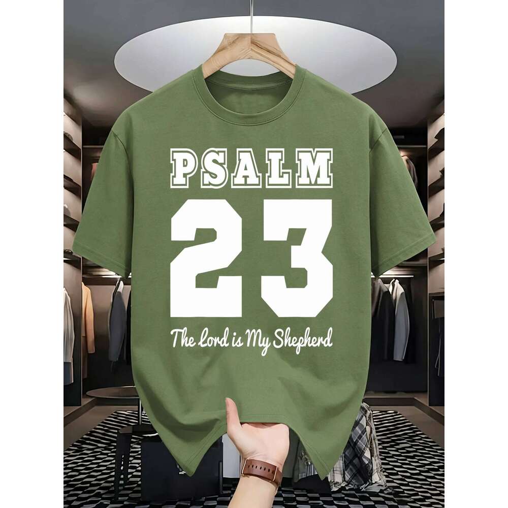 Psalm Number 23 Printing T-Shirt Men Cotton Crewneck T Shirts Summer Loose Basics Clothing Fashion Unisex Retro Short Sleeve 26Y0511