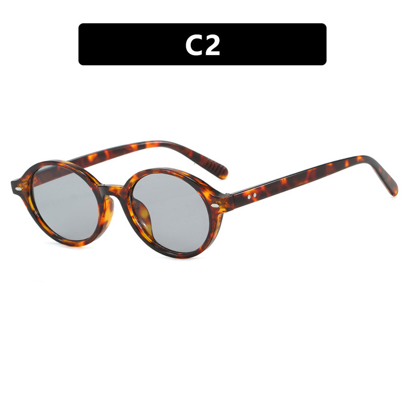 Retro Small Oval Sunglasses Women Men Rivets Shades Fashion Eyewear Sun Glasses UV400 Female 260104