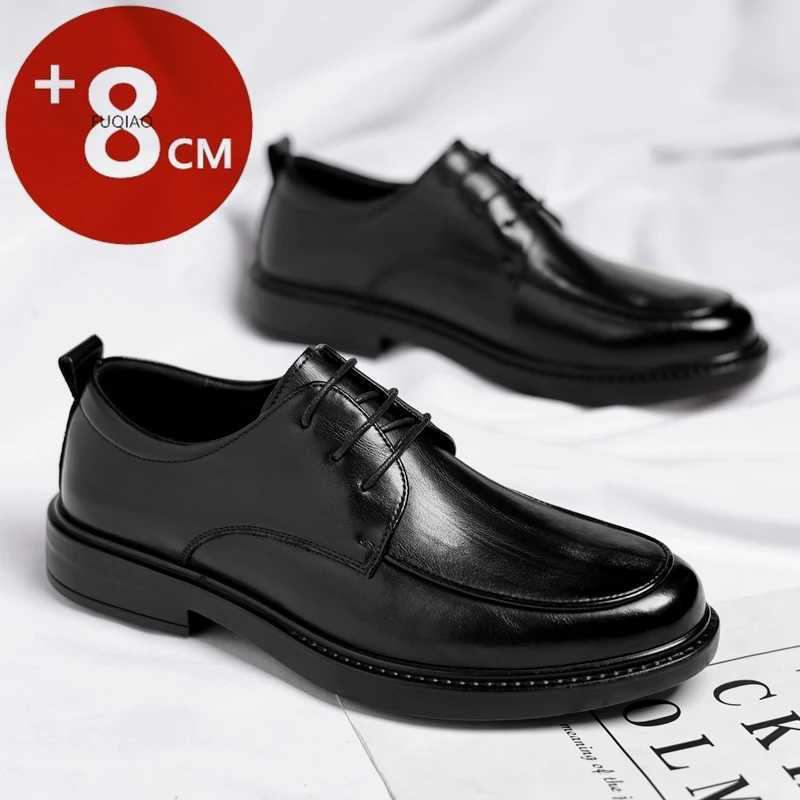 Men Plus Size Elevator Shoes 3/6/8CM Height Increase Formal Office Wedding Party Dress Heightened Shoes Casual Leather Oxfords H260509