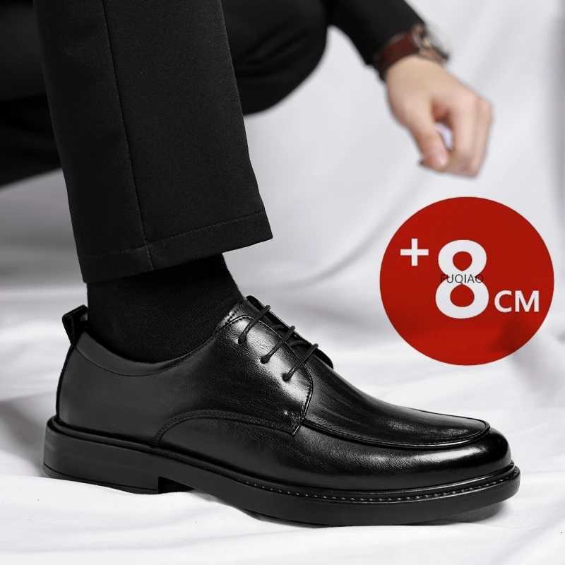 Men Plus Size Elevator Shoes 3/6/8CM Height Increase Formal Office Wedding Party Dress Heightened Shoes Casual Leather Oxfords H260509