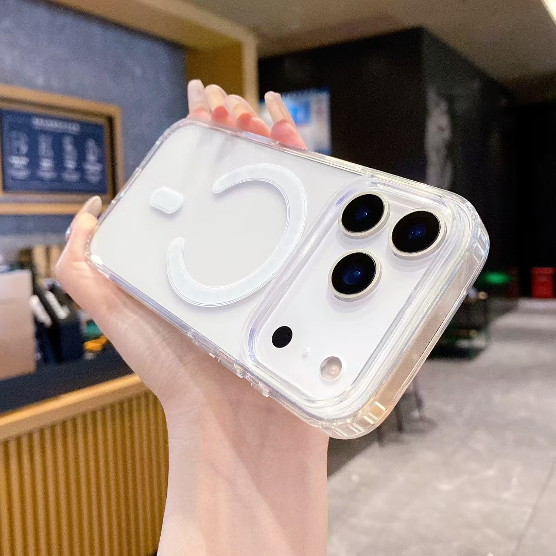 Magsafe Shockproof Transparent Magnetic Simple Suitable for Apple 17 Anti-drop Phone Not Easy to Yellow Large Hole Case