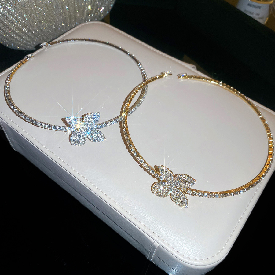 Diamond-studded floral choker, exquisite necklace with a luxurious and sophisticated feel, light luxury high-end jewelry - view 8