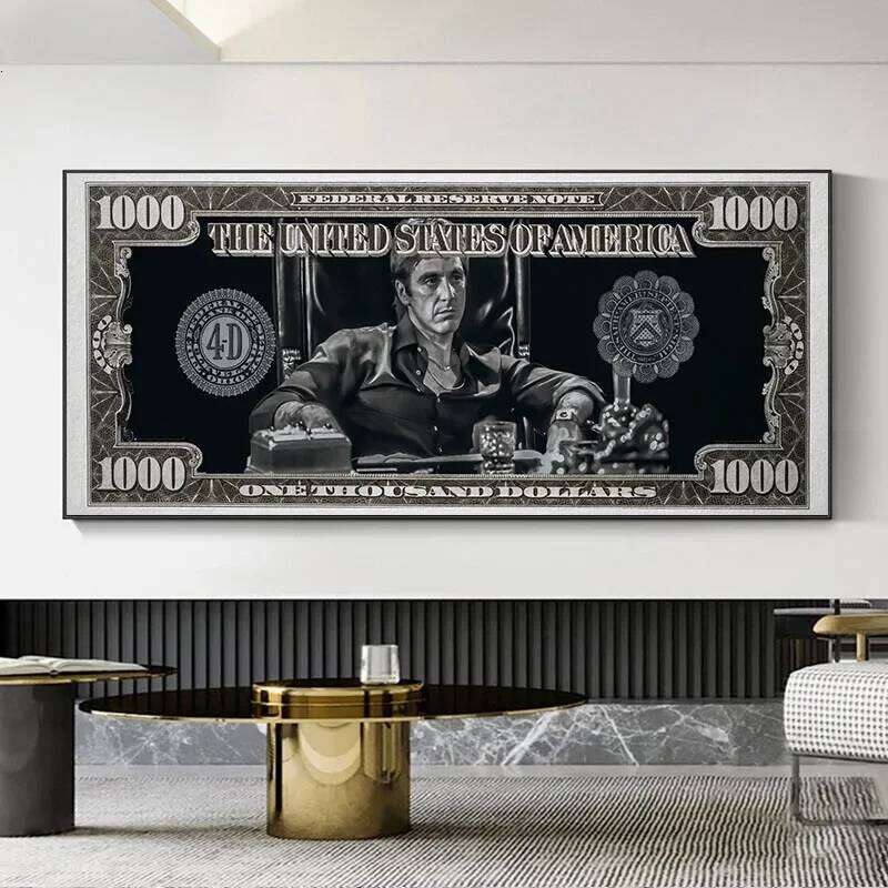 Classic Movie, Scarface Tony Montana Dollar Wall Art, HD Canvas Print Poster, Home, Living Room, Room Decor Painting 26Y0511