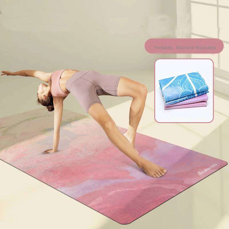 Rubber Mats 68*183cm Foldable Meditation Pilates Pads Shock Absorption Suede Yoga Towel for Gym Sports Travel Exercises 26L0511