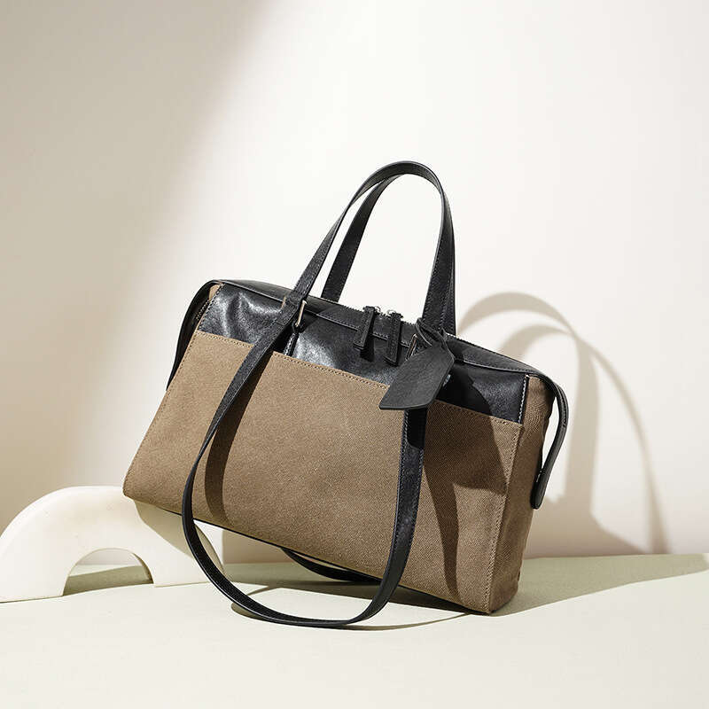 Niche Original Design Canvas Leather Splicing Single Shoulder Crossbody Bag Large Capacity Casual Commuter Fashion Daily Women Handbag SENYY