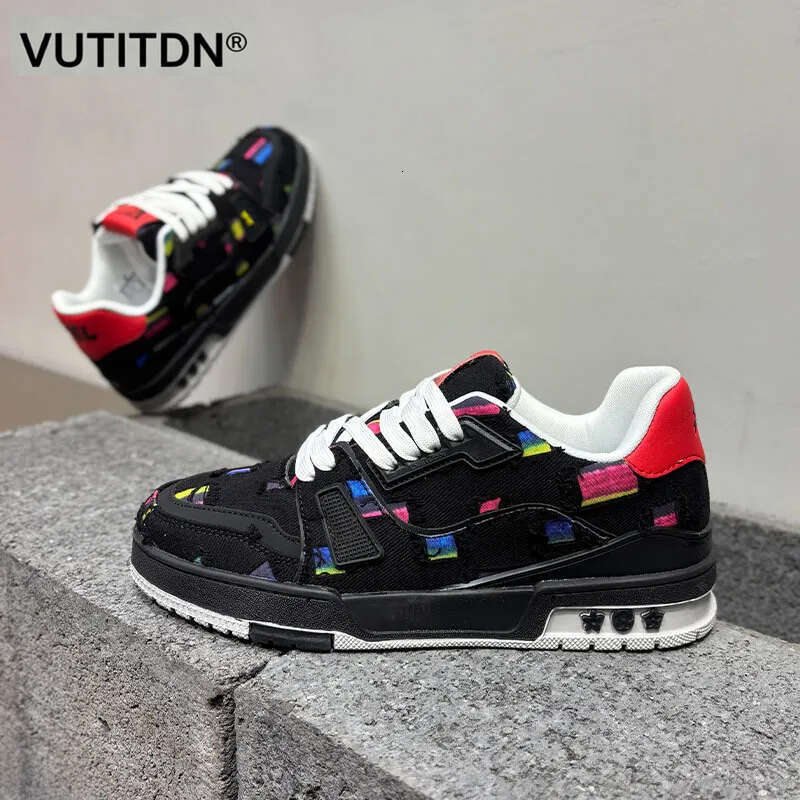 VUTITDN Denim casual shoes running for mens womens black blue New versatile casual height thick soled outdoor sports shoes dh1263469