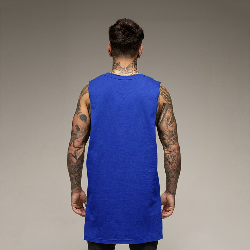 Summer Split Loose Fit Sports Fitness Tank Top Mens Extended Hip Hop Fashion Sleeveless Tshirt 260423