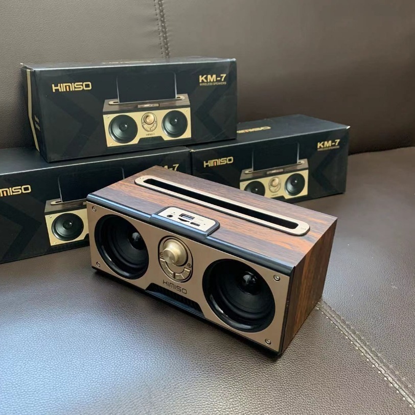 Km-7 wooden wireless Bluetooth speaker portable outdoor subwoofer radio card Bluetooth soundLJ201027