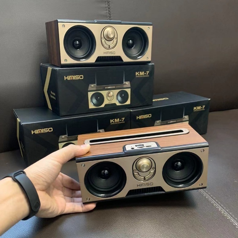 Km-7 wooden wireless Bluetooth speaker portable outdoor subwoofer radio card Bluetooth soundLJ201027