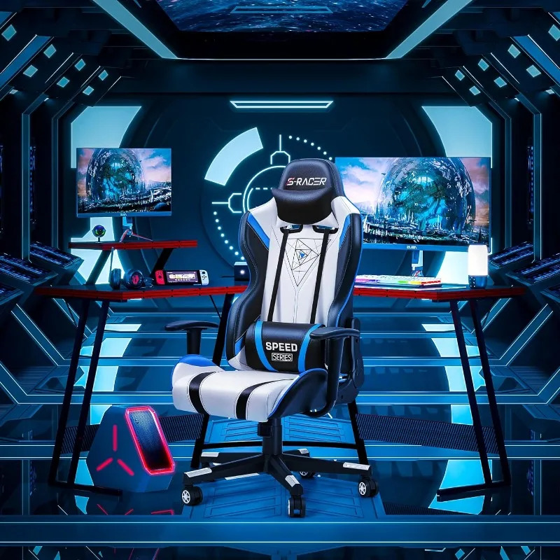 Homall Gaming Racing Office High Back PU Leather Computer Desk / Video Game Ergonomic Swivel Chair with Headrest