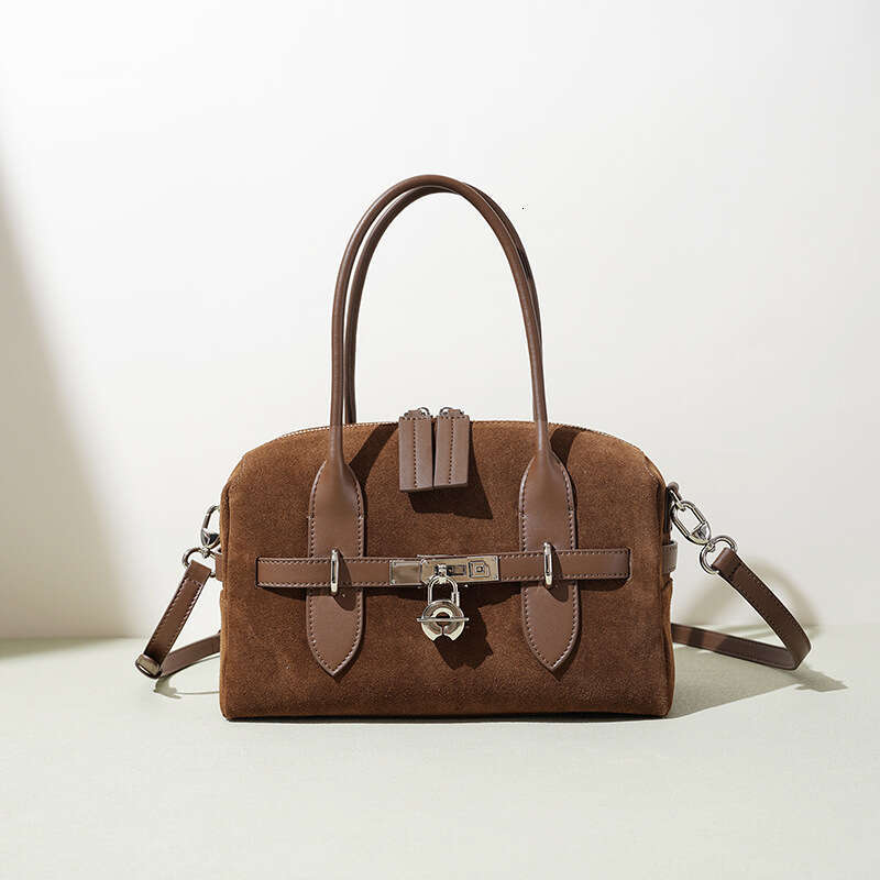 Genuine Leather Boston Autumn Winter New Suede Crossbody Bag Solid Color High Value Light Luxury End Women S Handbag SENYY