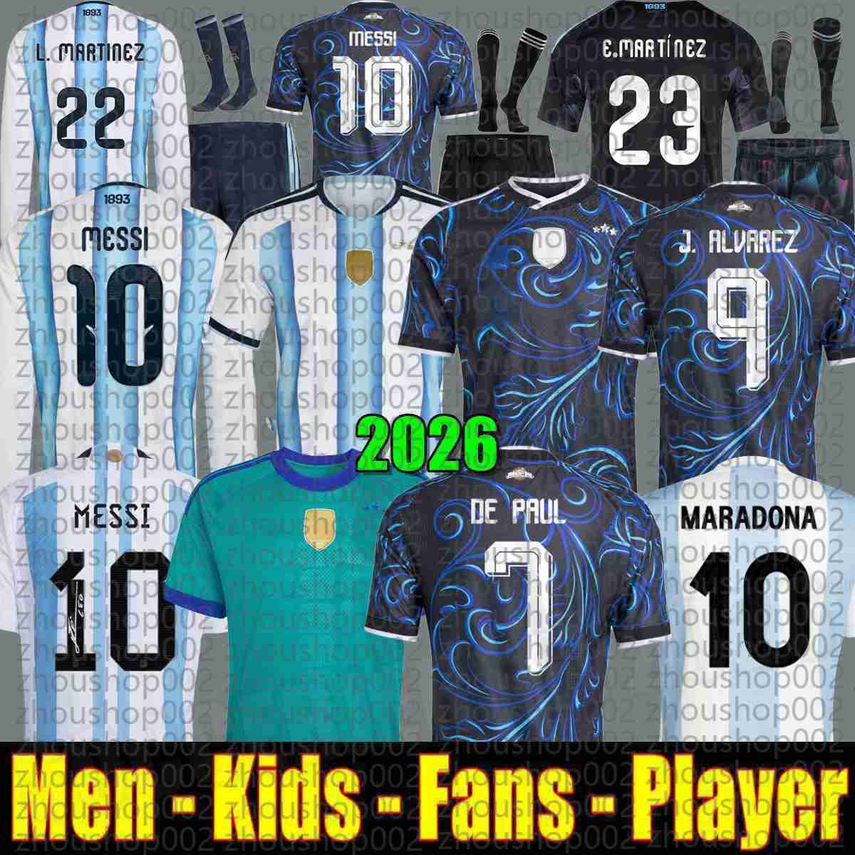 ArgentinaS 3 Star soccer Jerseys 25 26 Fans Player MARADONA DI MARIA J ALVAREZ FC Men Kids football shirt MESSIS Jersey DE PAUL Garnacho 2026 long sle