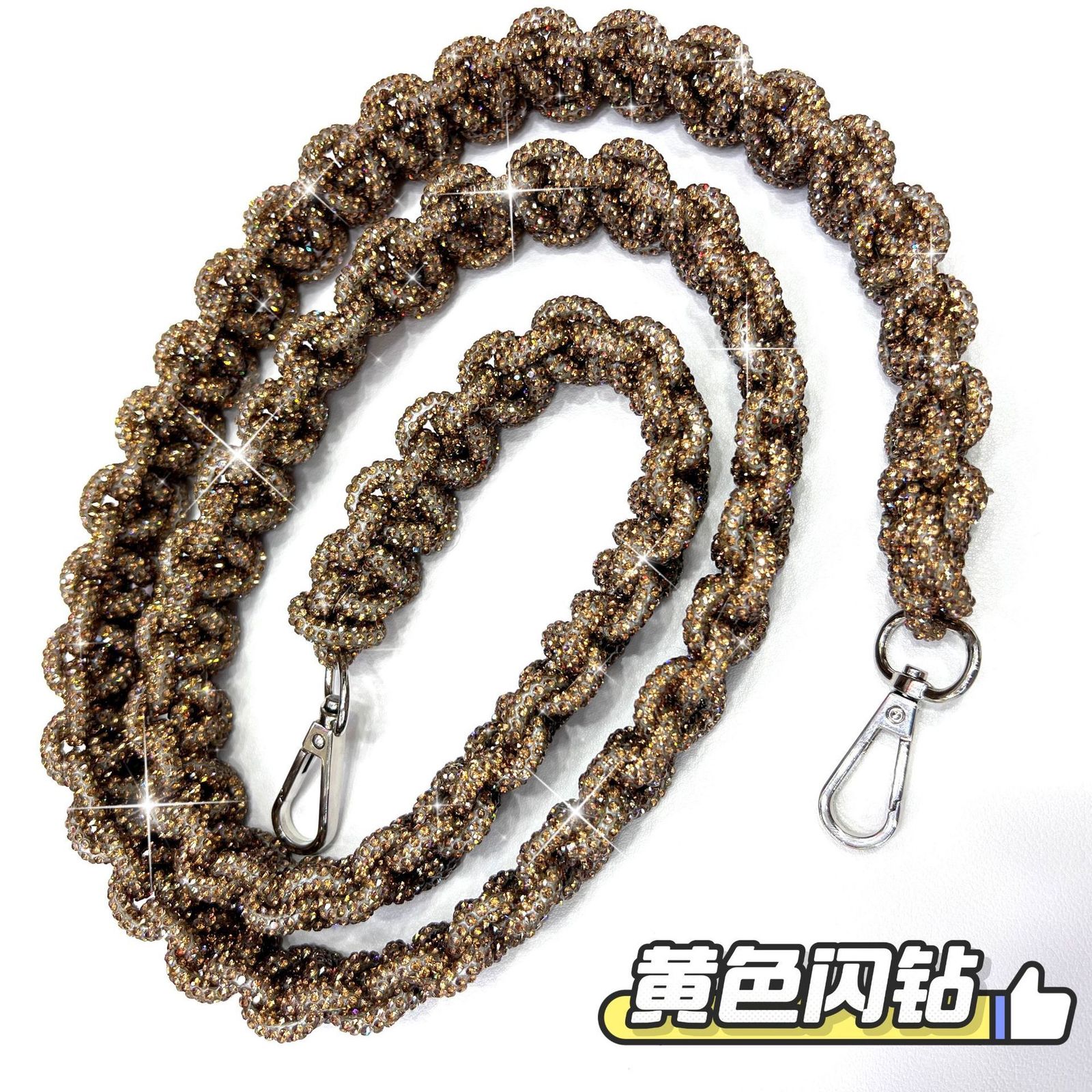 versatile Koreanstyle fashion fulldiamond thick chain handwoven shoulder and crossbody bag with detachable trendy strap 230404