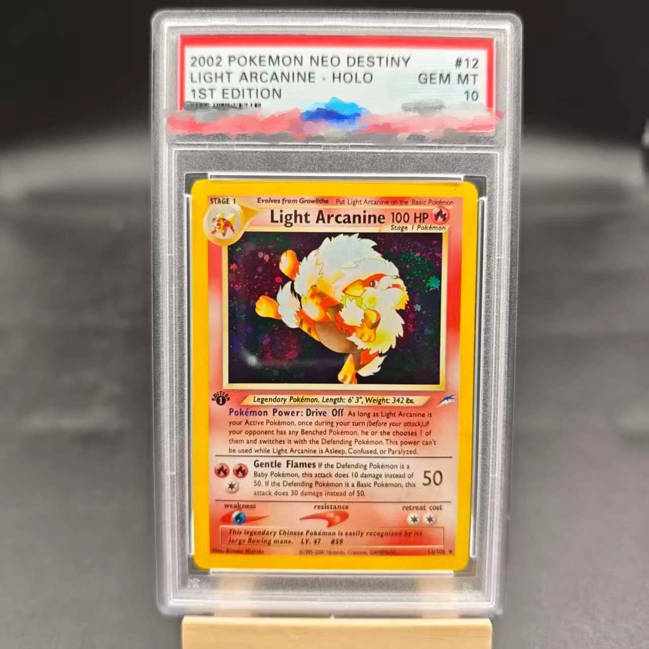 DIY PTCG Rating Card 2002 NEO DESTINY LIGHT ARCANINE - HOLO 1ST EDITION 12/105 Collection Card Copy 10Points Rating Card Anime L260511KT26