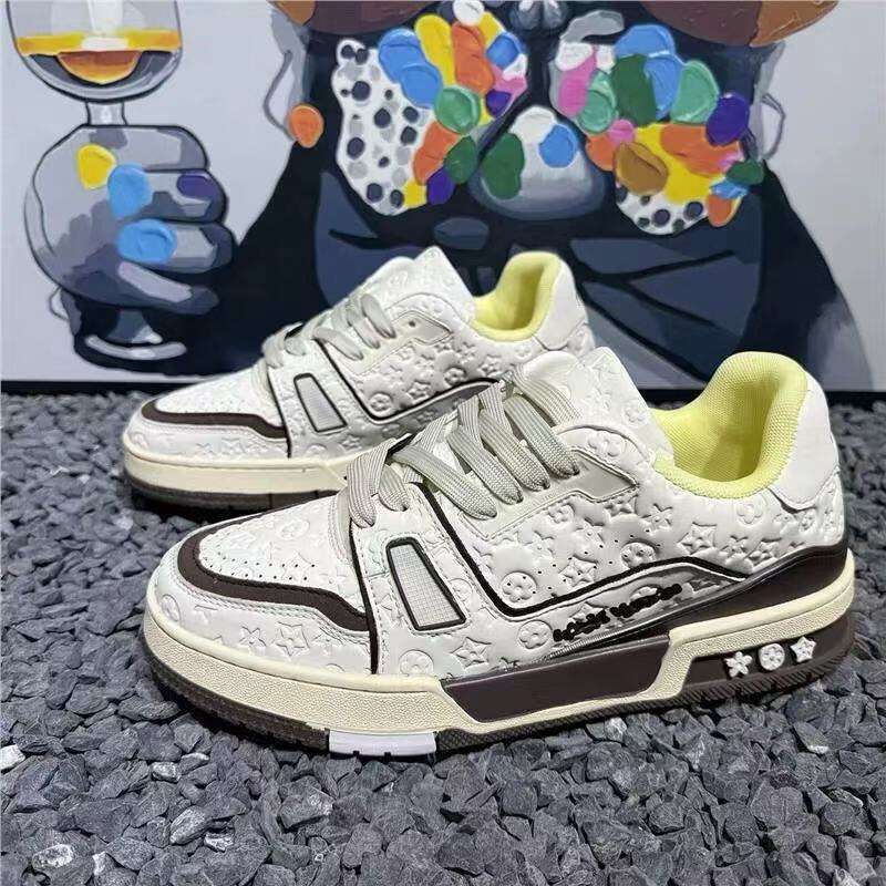 2026 VUTITDN free shipping New Colorful Star & Flower Print Sneakers - Retro Beige Platform Casual Shoes, Unisex Breathable Street Style Trainers dh91