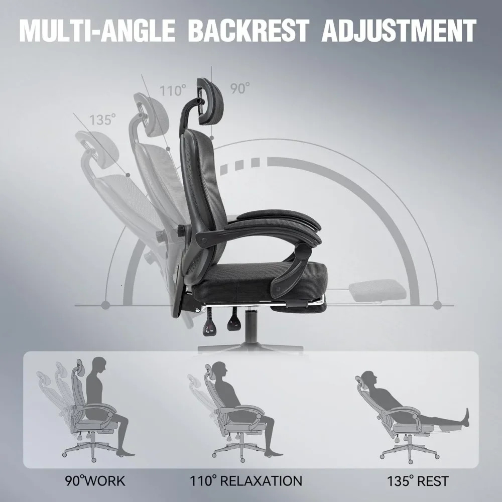 Ergonomic Dwe74 Office ChairBreathable Mesh Computer Pocket Spring CushionComfy Desk Chair With Adjustable Lumbar Support - view 3