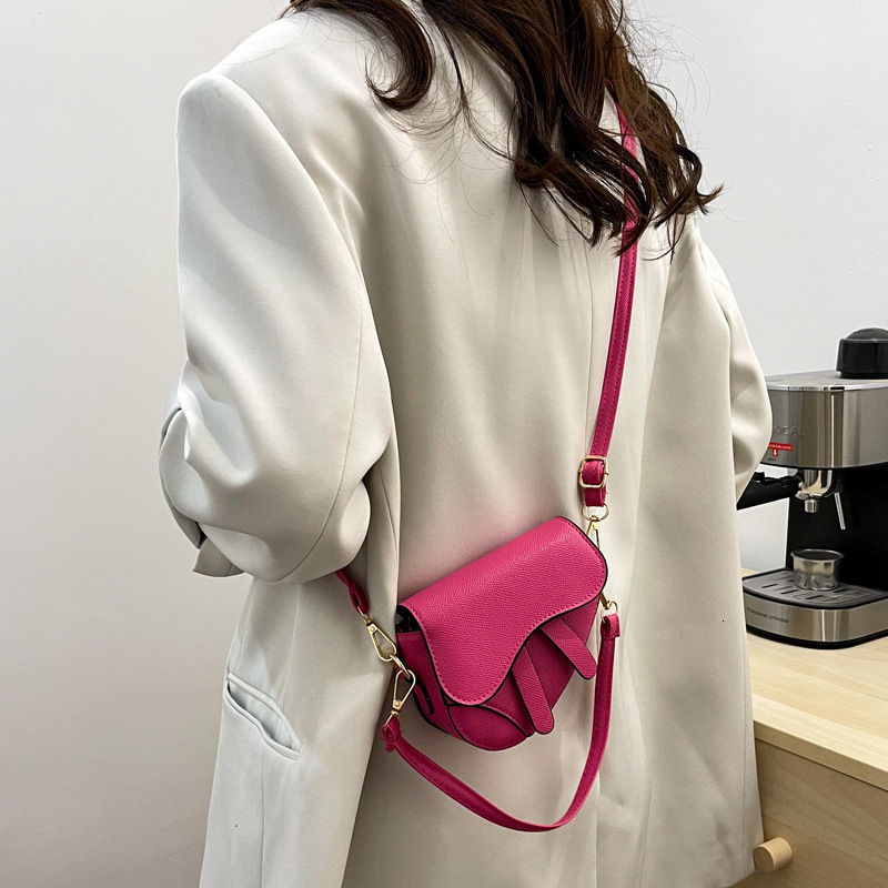 Multi Color Mini Saddle Crossbody Bag With Gold Hardware And Adjustable Strap