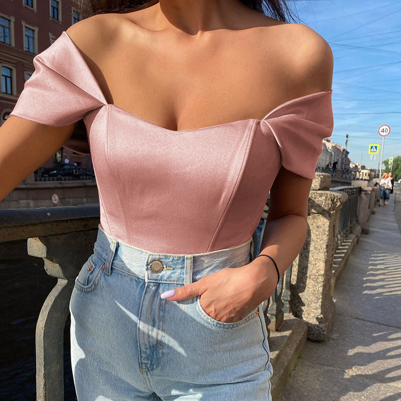 EYNMIN Elegant Solid Corset Top For Women Summer High Stretch Boned Slim Comis Crop Tank Top Party Night Comisole Tops 240819