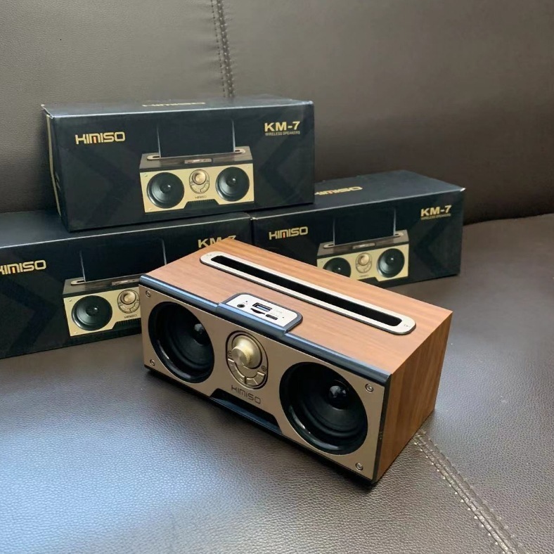 Km-7 wooden wireless Bluetooth speaker portable outdoor subwoofer radio card Bluetooth soundLJ201027
