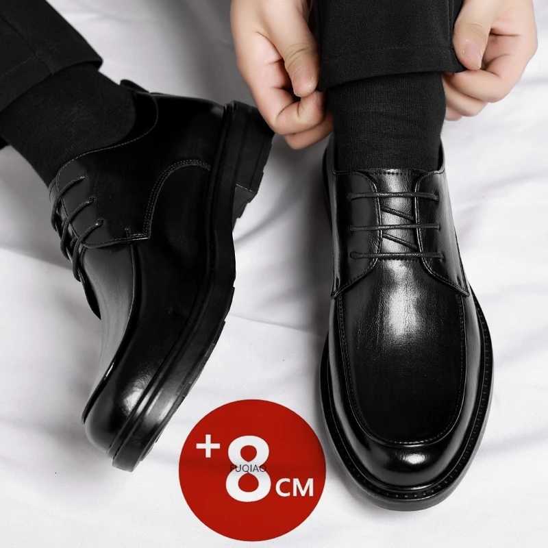 Men Plus Size Elevator Shoes 3/6/8CM Height Increase Formal Office Wedding Party Dress Heightened Shoes Casual Leather Oxfords H260509
