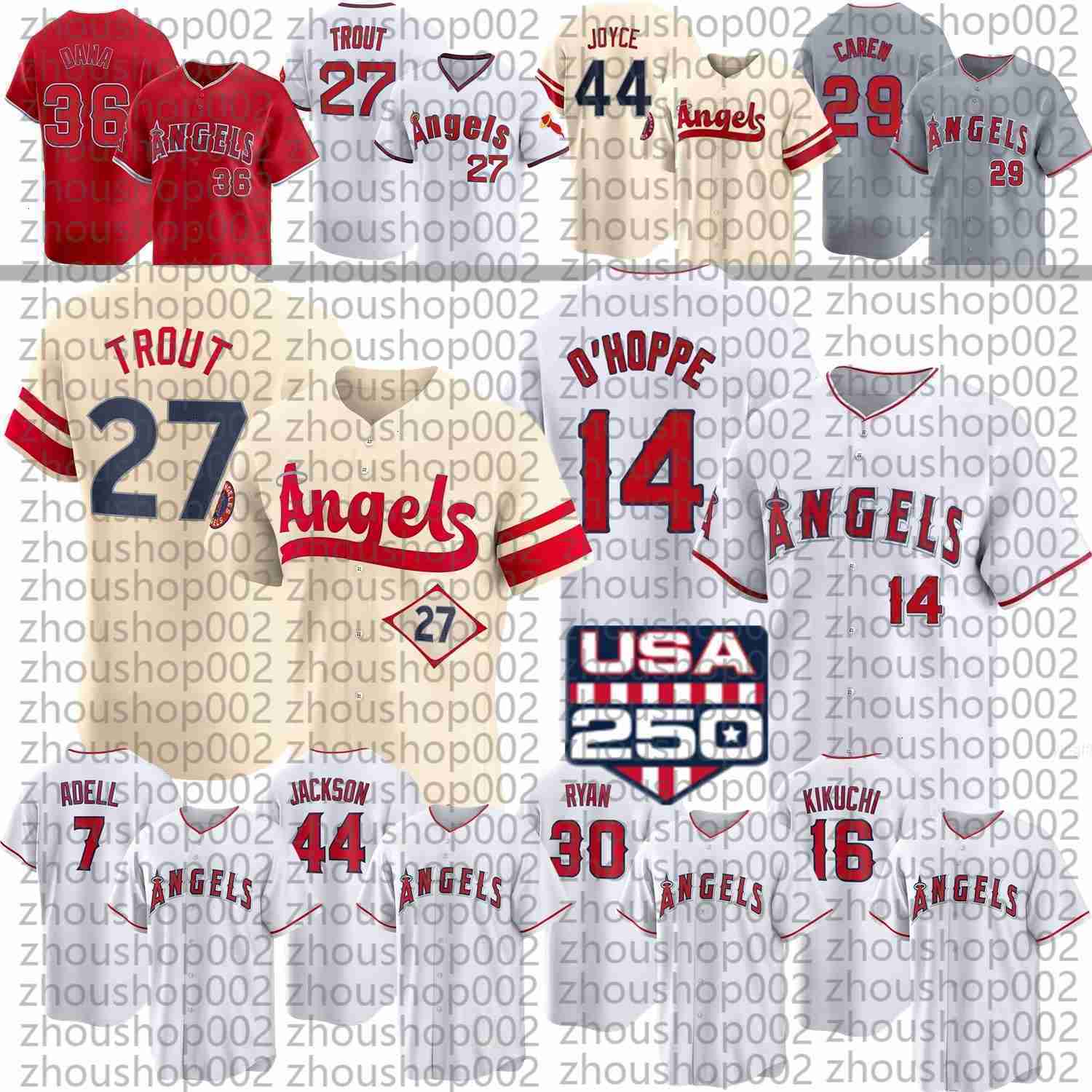 2026 LA Angels Baseball Jersey Mike Trout Logan OHoppe Caden Dana Zach Neto Nelson Rada Reggie Jackson Nolan Ryan Grayson Rodriguez Bremner Adell Yate