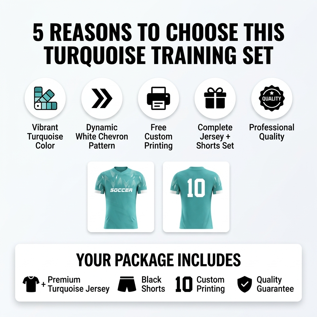 Custom Soccer Jersey Set Men Teal Geometric Arrow Football Uniform with Shorts Personalized Name Number Breathable Quick Dry Kit - view 8