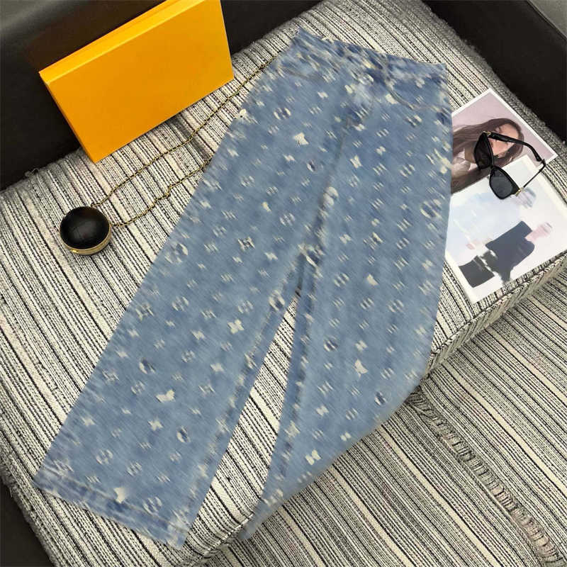Designer Jeans Women Luxury Jeans Letter Jacquard Jean Women Designer High Waisted Straight Jeans Fashion Womens Clothing