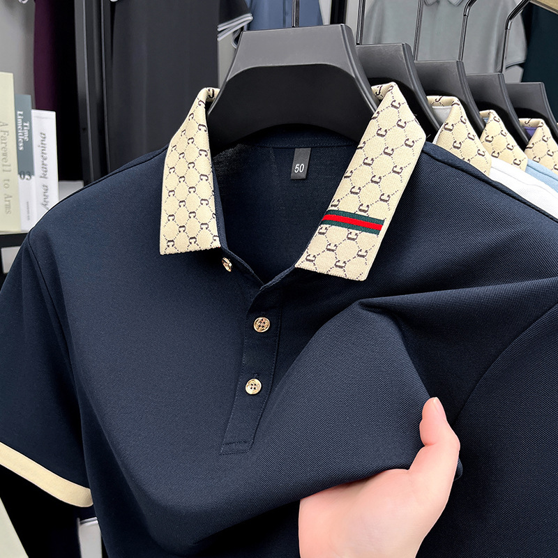 Mens Mulberry Silk Polo Shirt Luxury Casual Style Turn Down Collar Breathable Short Sleeve Business T Shirt