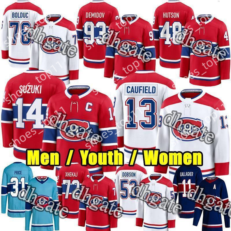 13 Cole Caufield montreal hockey jersey 14 Nick Suzuki Ivan Demidov Lane Hutson Juraj Slafkovsky canadians jersey Zack Bolduc Laine Noah Dobson Arber 
