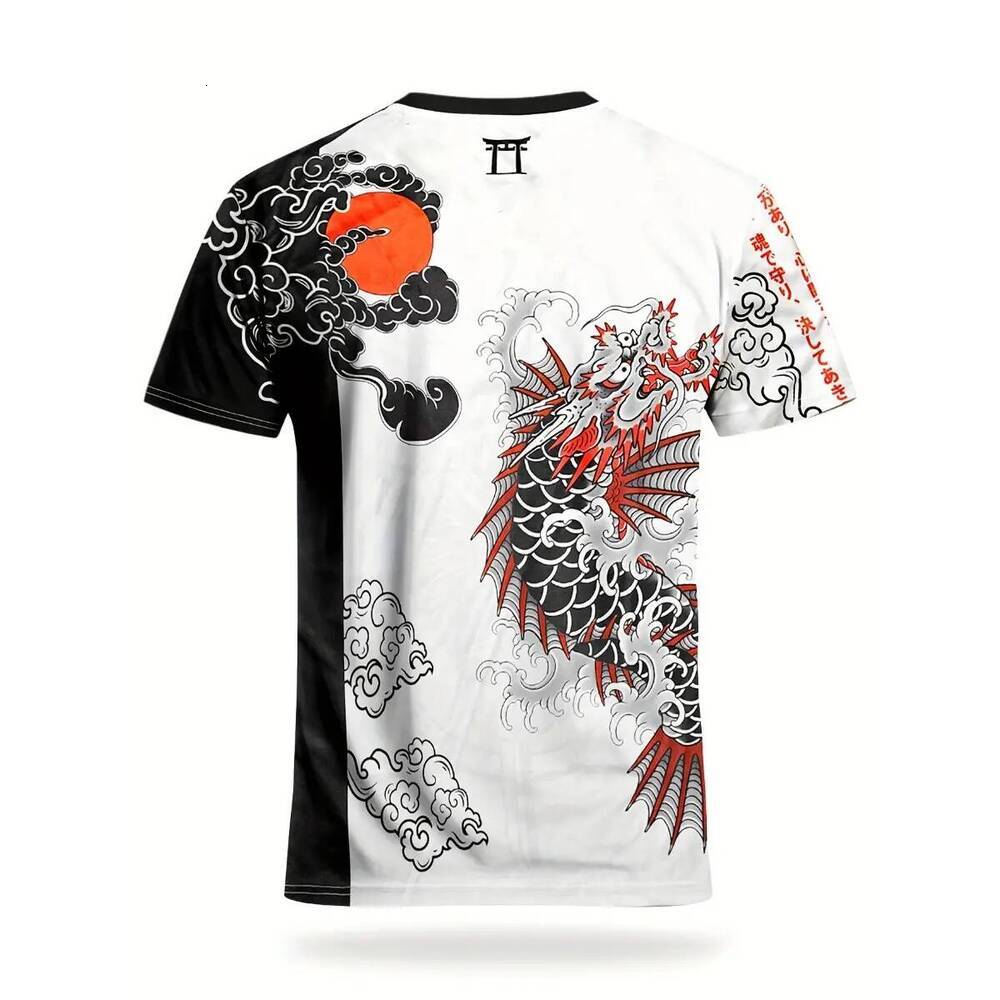 Stylish Cool Japanese Soccer Jersey, Slim Fit Knit Round Neck Top, Sports Outerwear with Koi Fish Pattern, Suitable for Training and Leisure Wear, Sam