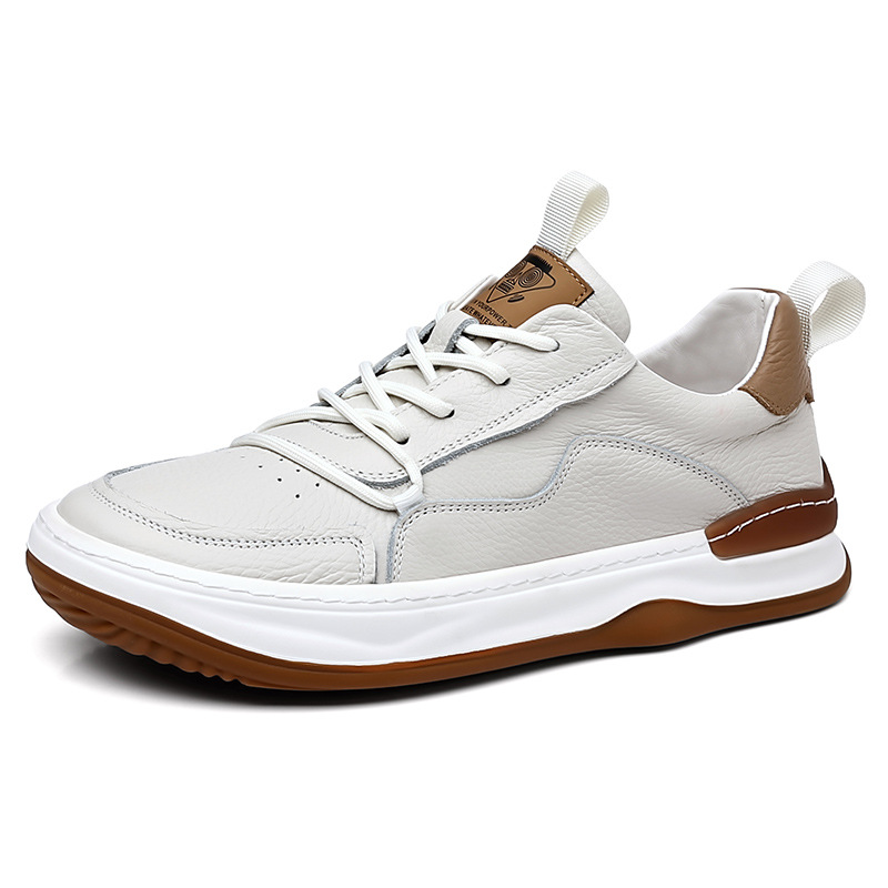 Free Shipping First layer Leather Summer New Leather Casual Shoes Men's Leather Shoes Thick soled Men's Shoes Breathable Shoes Clown Shoes