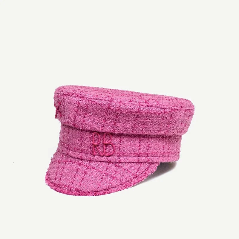 Multifunction Tweed Baker Boy Cap Women Fashion Pink Plaid Letter sboy Caps for Four Season 260512 - view 4