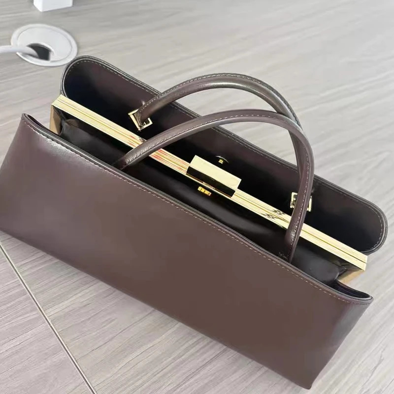 High-quality Metal Frame Clip Bag Womens Pu Handbags Multi-layer Magnetic Buckle Purse French Elegant Underarm Bag 260625 - view 6