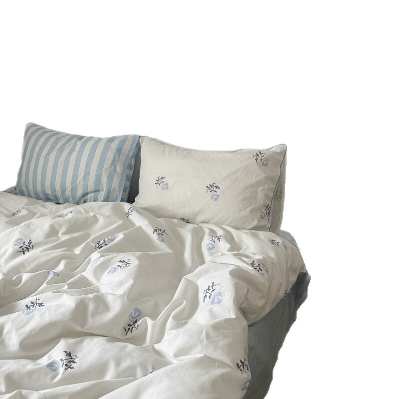 ins-style milk-salt Korean floral 100% cotton four-piece bedding set, pure cotton, fresh simple, duvet cover and bed sheet, 2026 new model