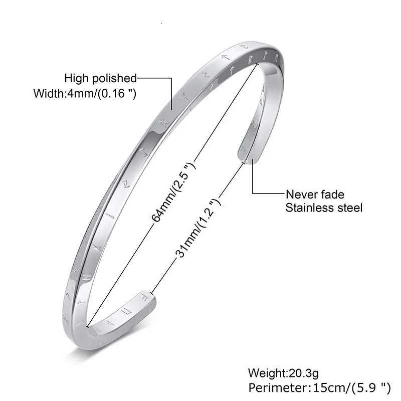 Vnox Retro Nordic Viking Cuff Bangle Bracelets for Men Stainless Steel Mobius Norse Mythology Runes Amulet Jewelry Dad Gfit L260511