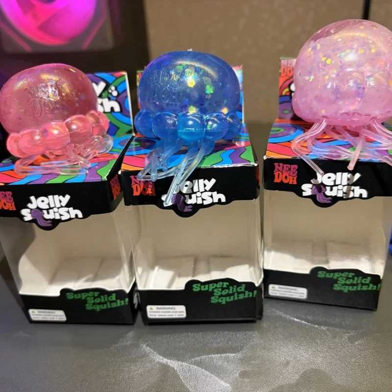 Needoh Fuzz Ball Jellyfish Squishy Blind Box Series Various Colors Cute Jellyfish Modeling Stress Relief Relax Fun Toy Gift H260512